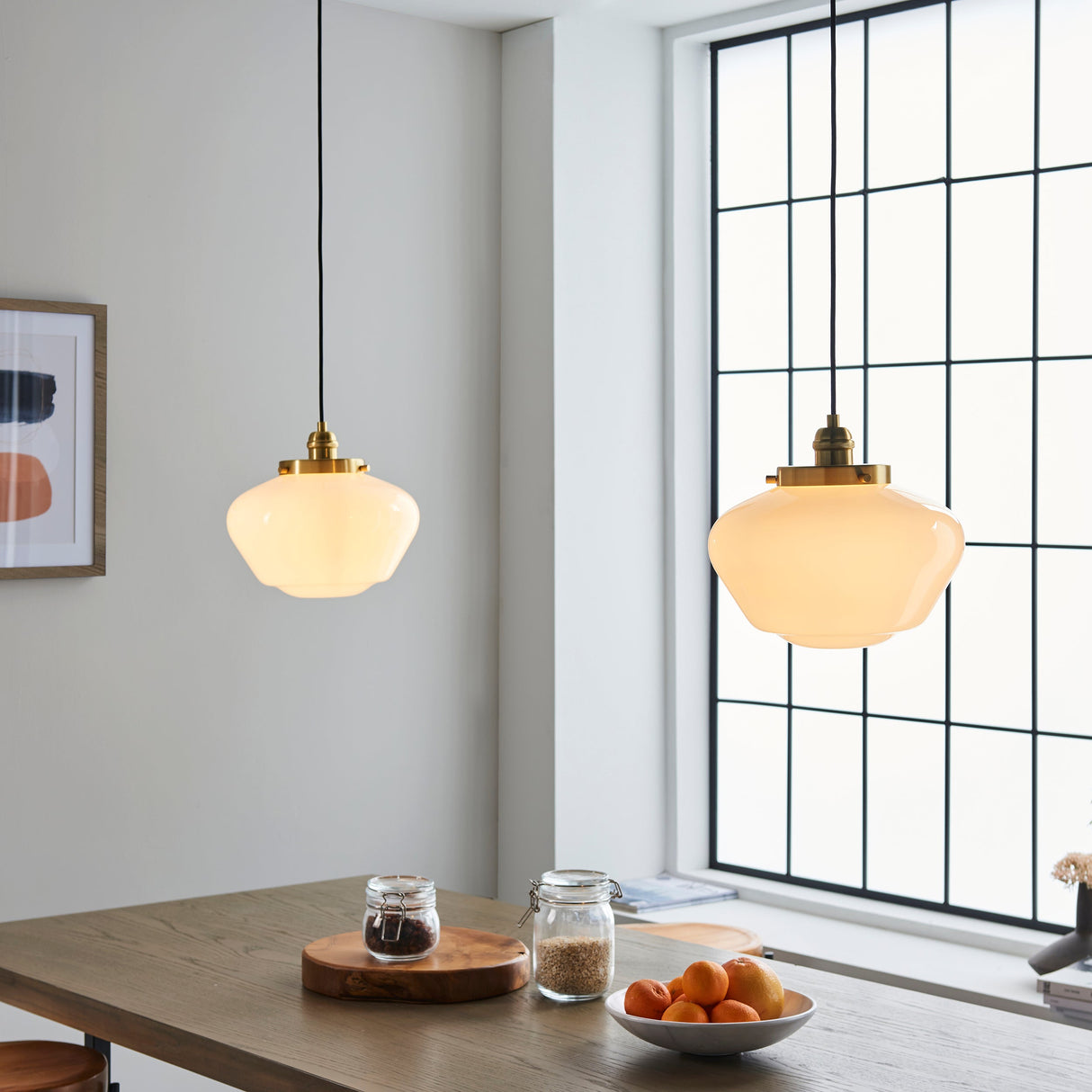 Amos Clarence Pendant Antique Brass & Opal – from Amos Lighting + Home