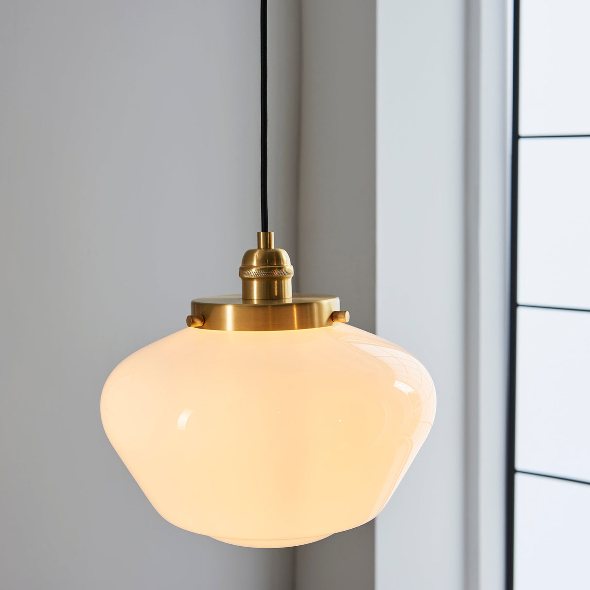 Amos Clarence Pendant Antique Brass & Opal – from Amos Lighting + Home