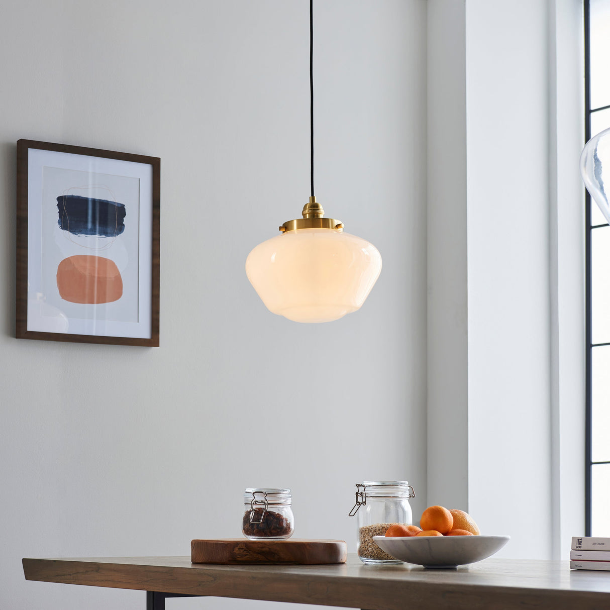 Amos Clarence Pendant Antique Brass & Opal – from Amos Lighting + Home