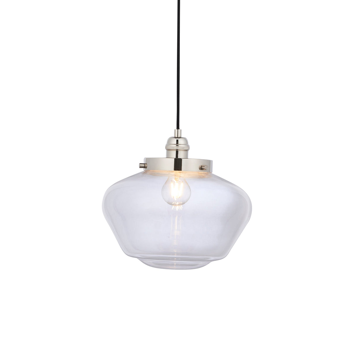 Amos Clarence Pendant Nickel & Clear Glass – from Amos Lighting + Home