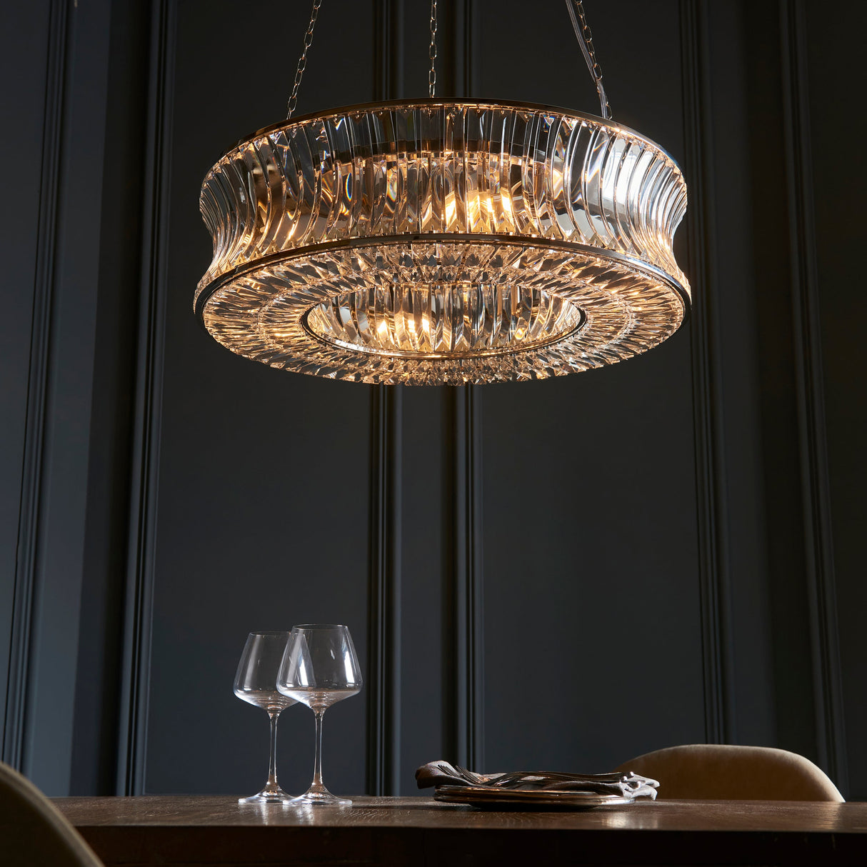 Amos Concave 6 Light Crystal Chandelier – from Amos Lighting + Home