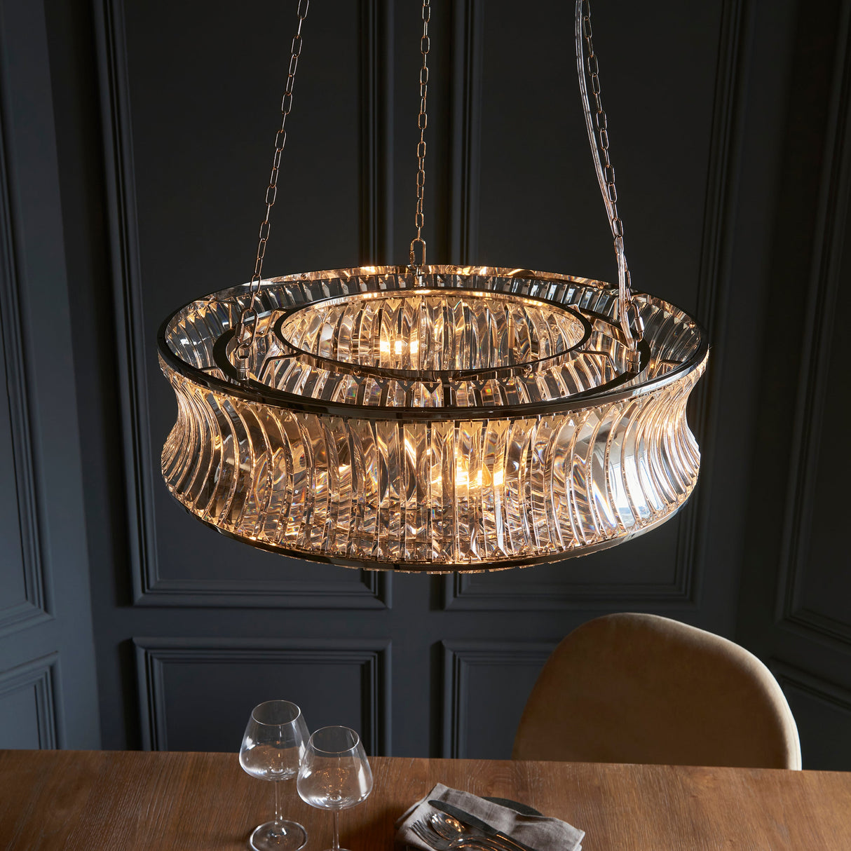 Amos Concave 6 Light Crystal Chandelier – from Amos Lighting + Home