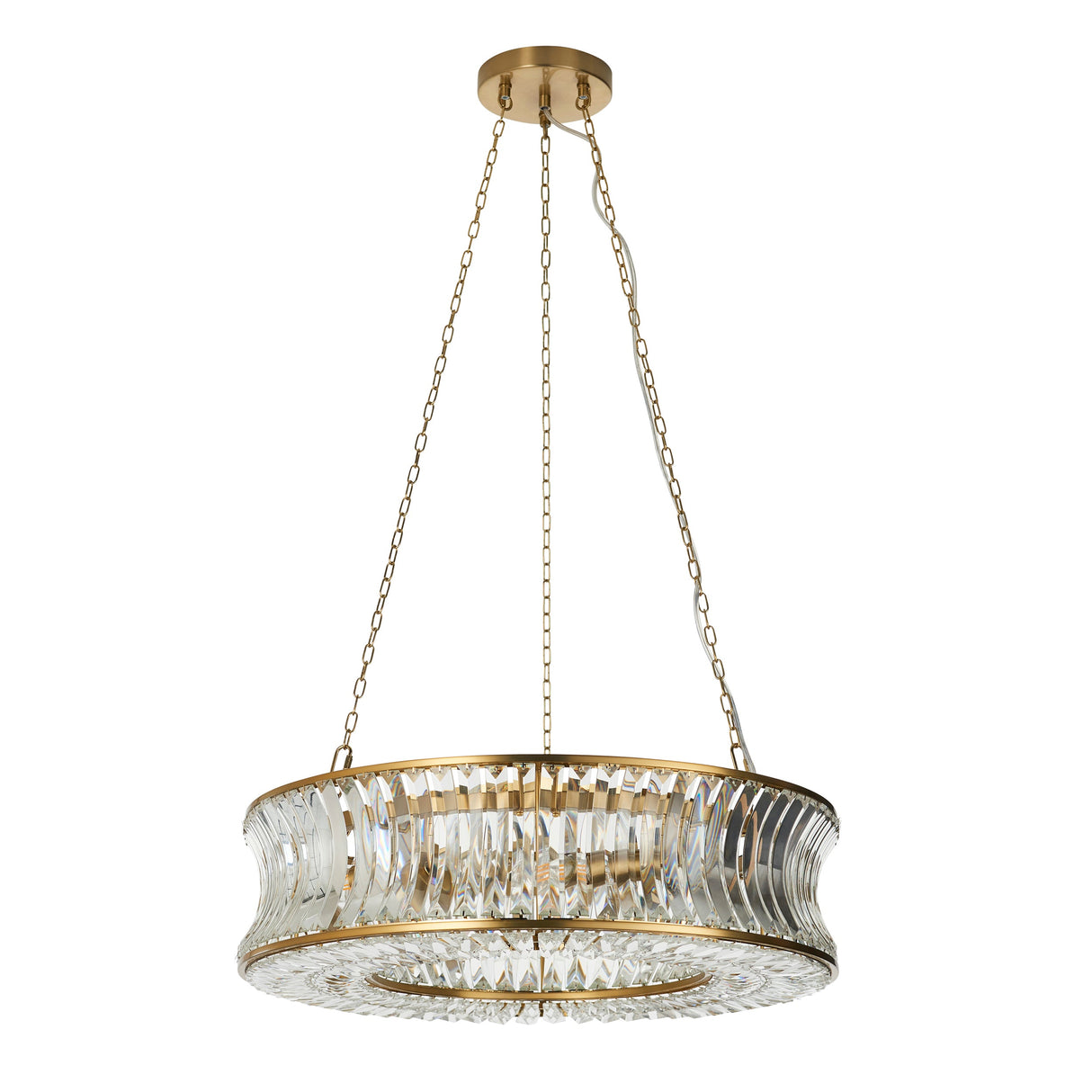 Amos Concave 6 Light Crystal Chandelier Warm Brass – from Amos Lighting + Home