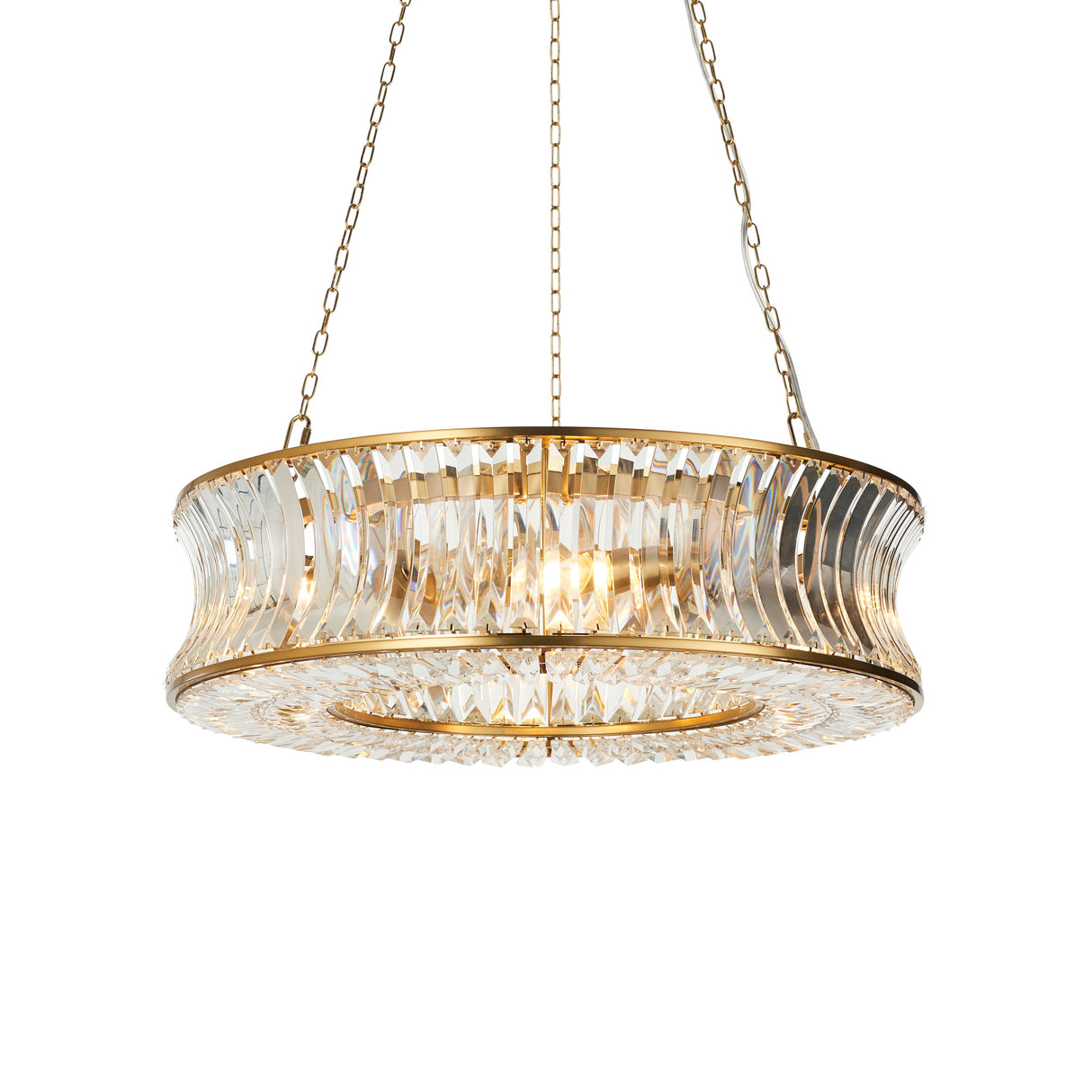 Amos Concave 6 Light Crystal Chandelier Warm Brass – from Amos Lighting + Home
