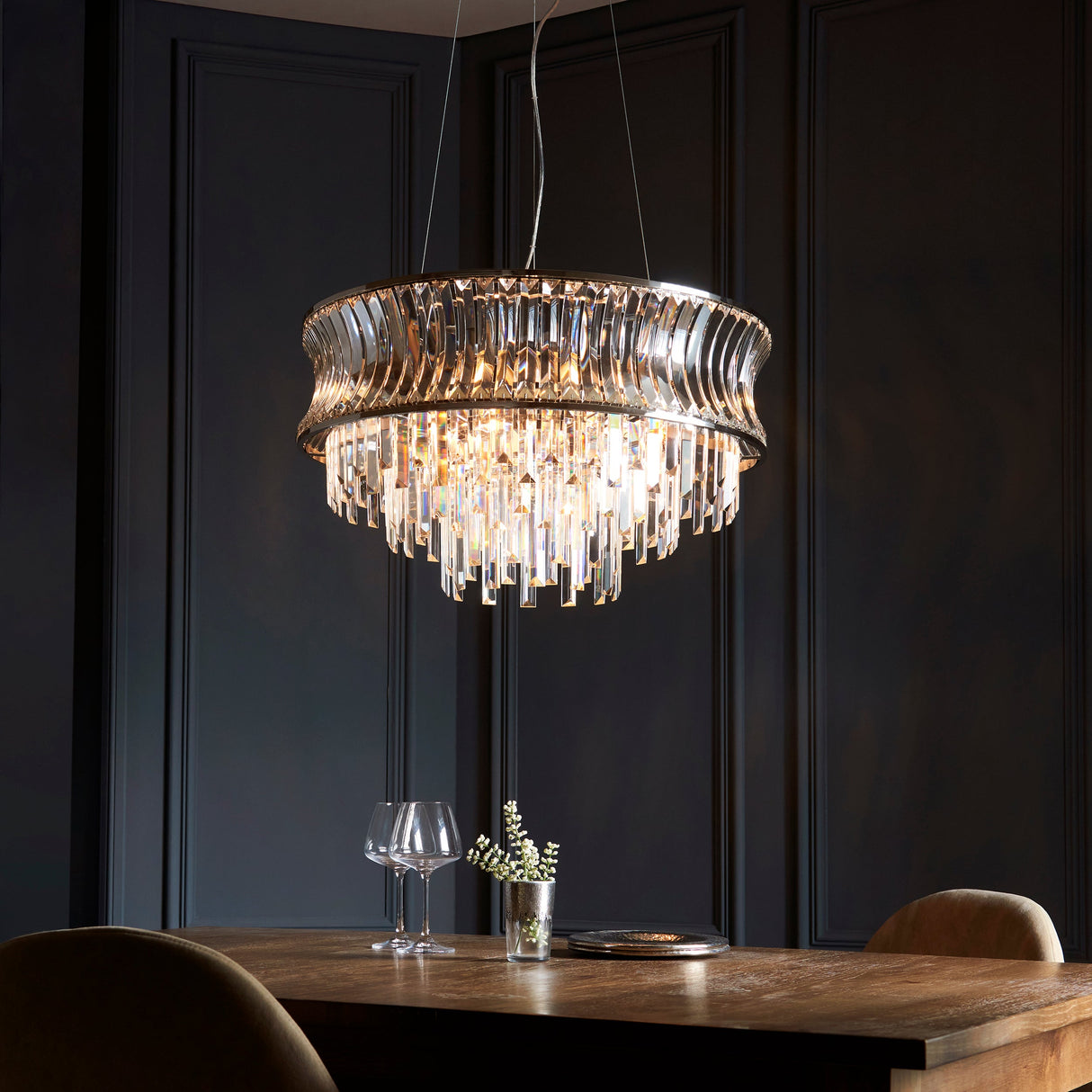 Amos Concave 9 Light Crystal Chandelier – from Amos Lighting + Home