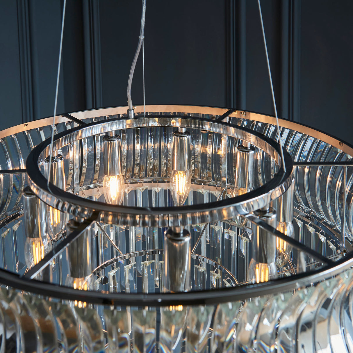 Amos Concave 9 Light Crystal Chandelier – from Amos Lighting + Home