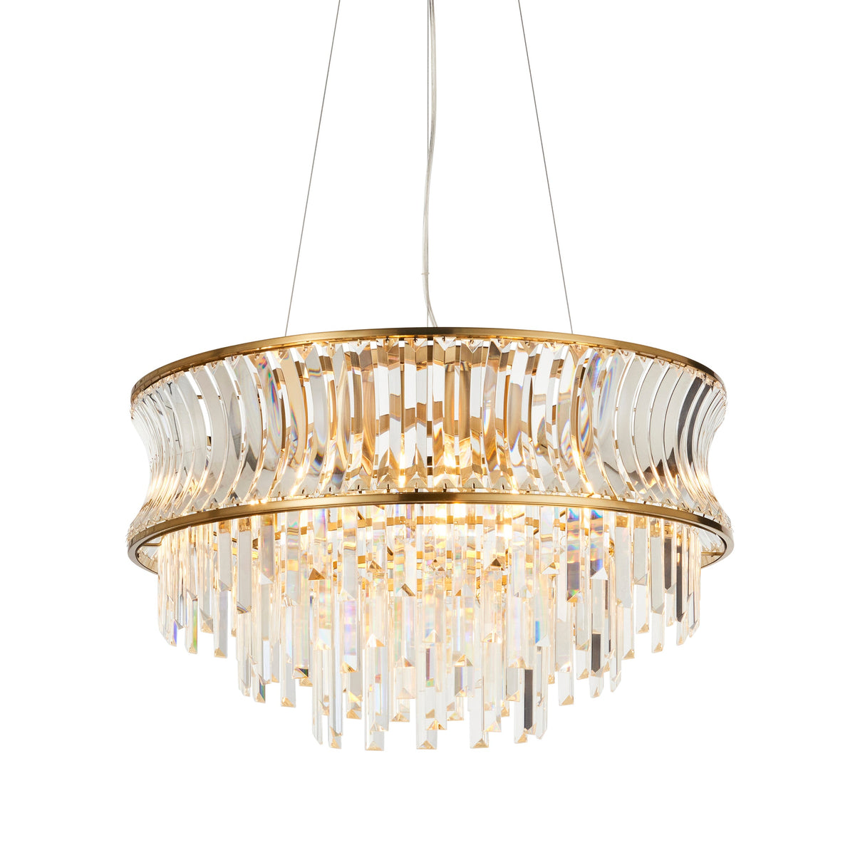 Amos Concave 9 Light Crystal Chandelier Warm Brass – from Amos Lighting + Home