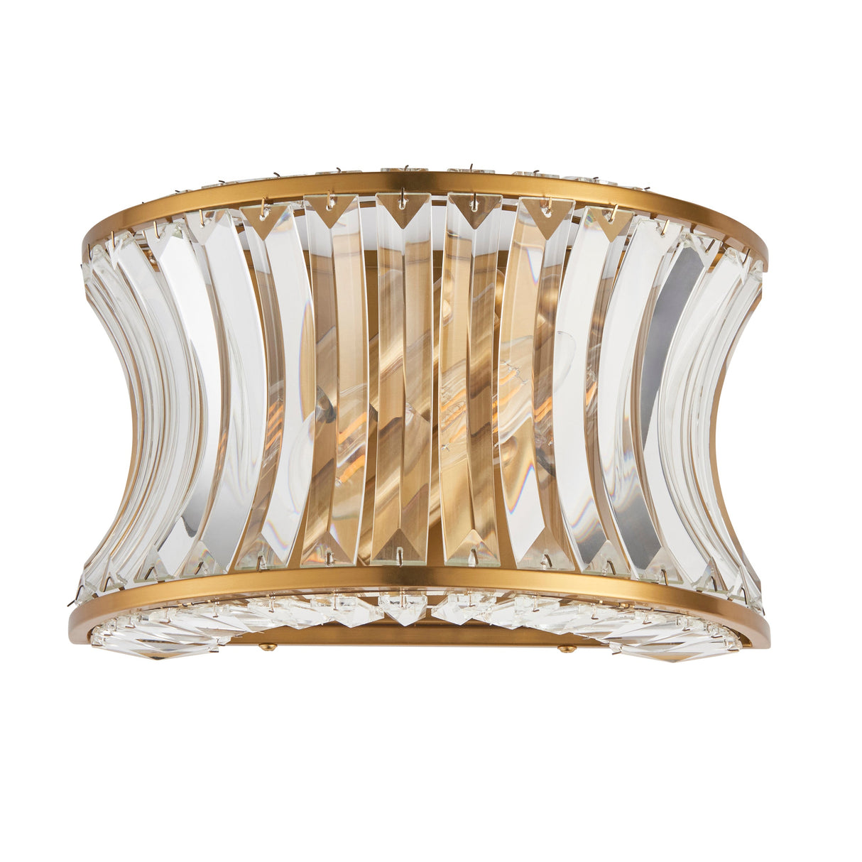 Amos Concave Crystal Wall Light Warm Brass – from Amos Lighting + Home