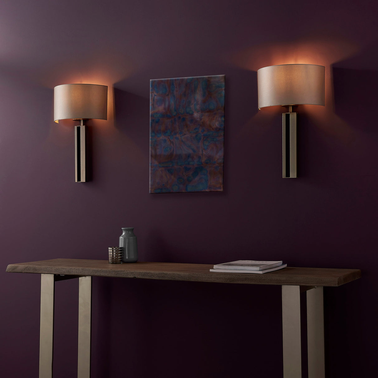Amos Cotehele Wall Light Brushed Bronze & Mink – from Amos Lighting + Home