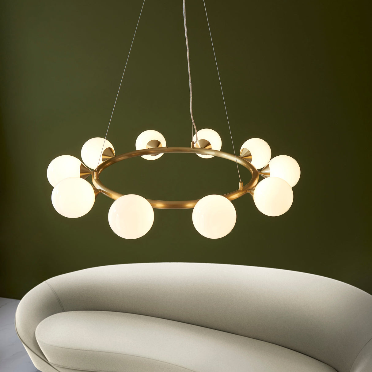 Amos Crib 10 Light Circular Chandelier Brushed Brass – from Amos Lighting + Home