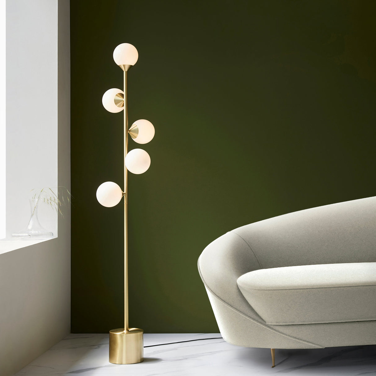 Amos Crib Floor Lamp Brushed Brass – from Amos Lighting + Home