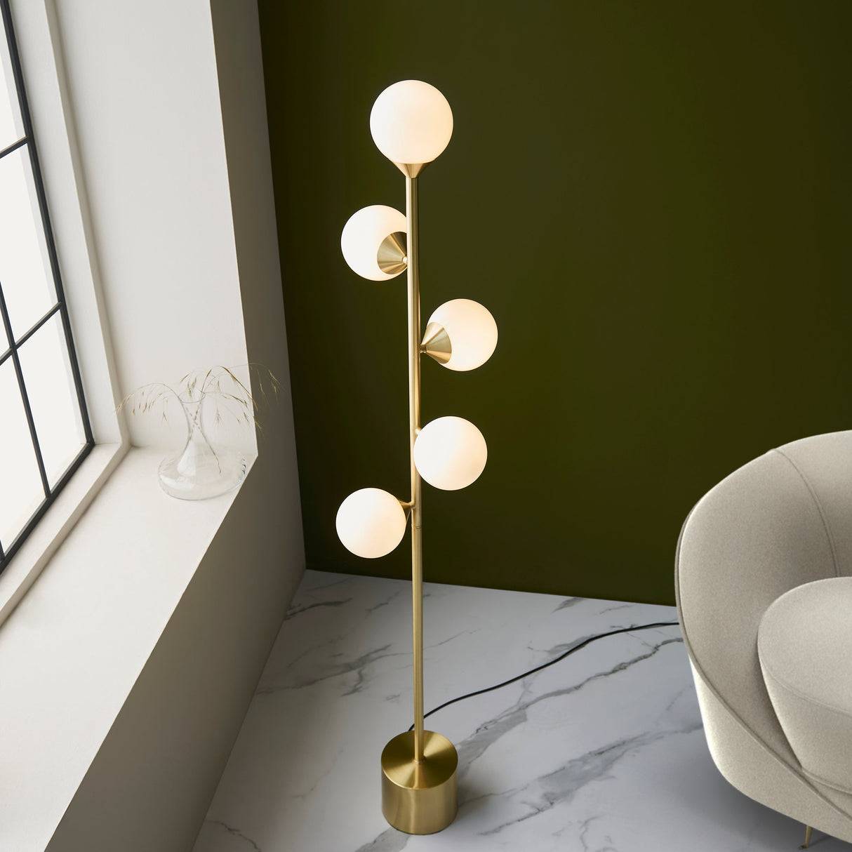 Amos Crib Floor Lamp Brushed Brass – from Amos Lighting + Home