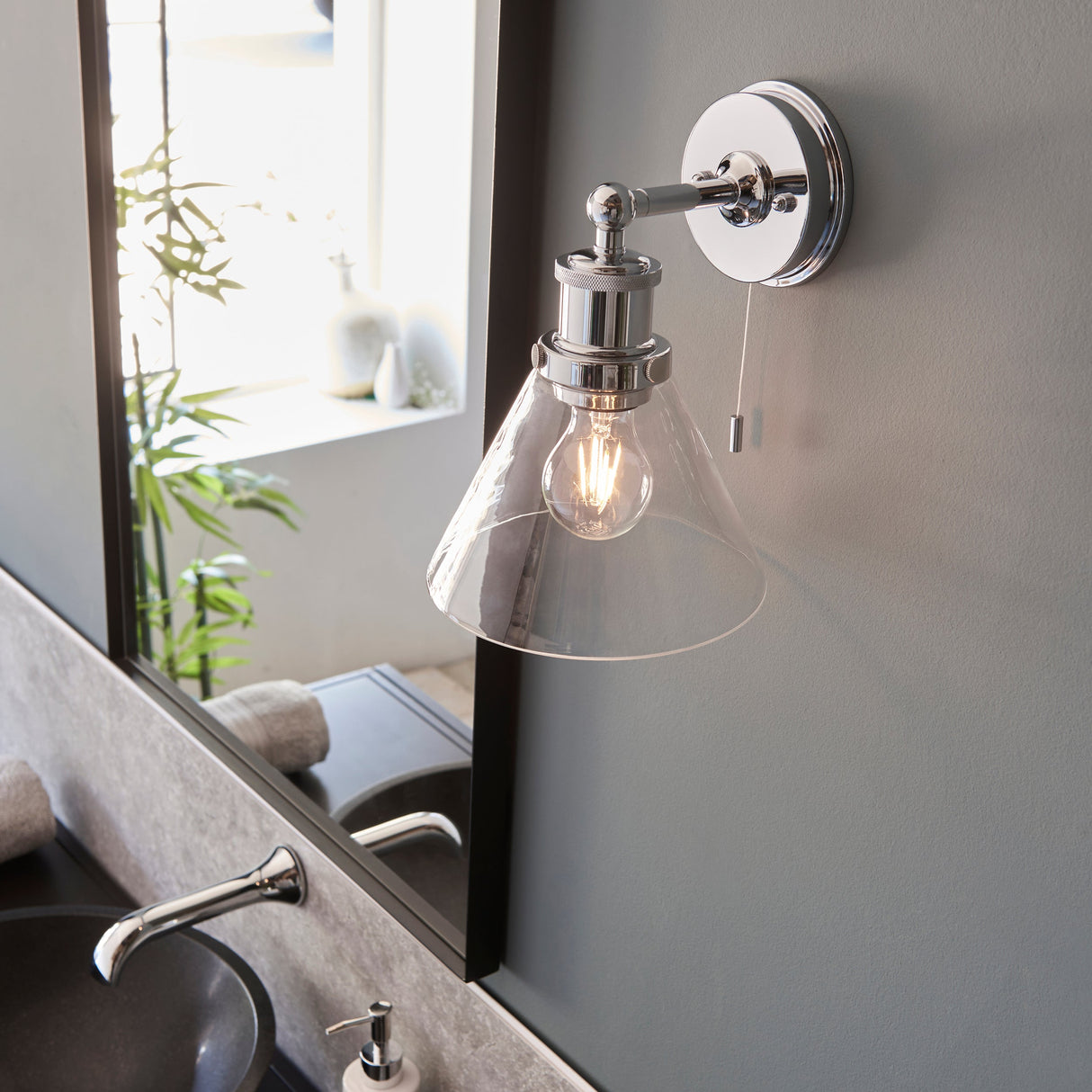 Amos Diaphanous Bathroom Wall Light Chrome – from Amos Lighting + Home