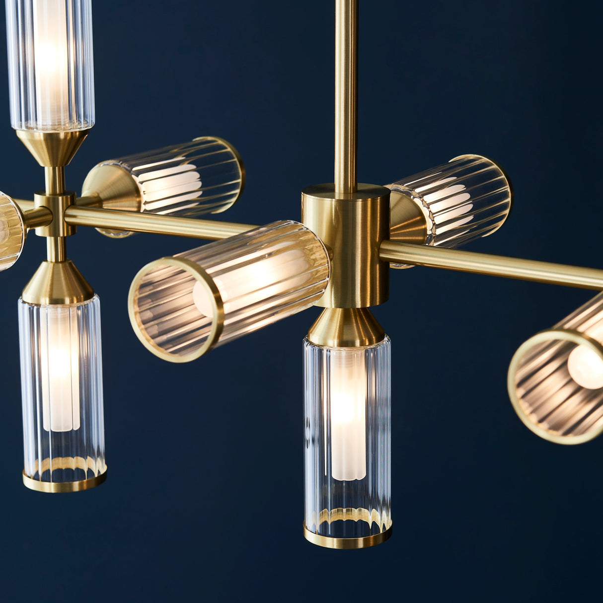 Amos Duchy 13 Light Chandelier Pendant Bar Satin Brass – from Amos Lighting + Home