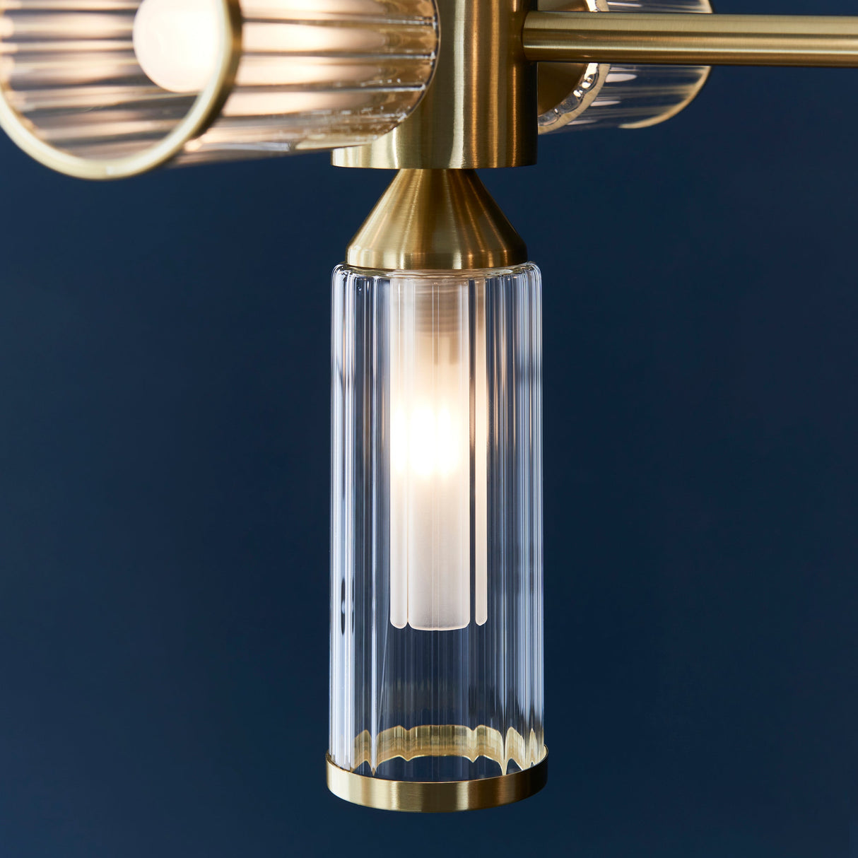 Amos Duchy 13 Light Chandelier Pendant Bar Satin Brass – from Amos Lighting + Home