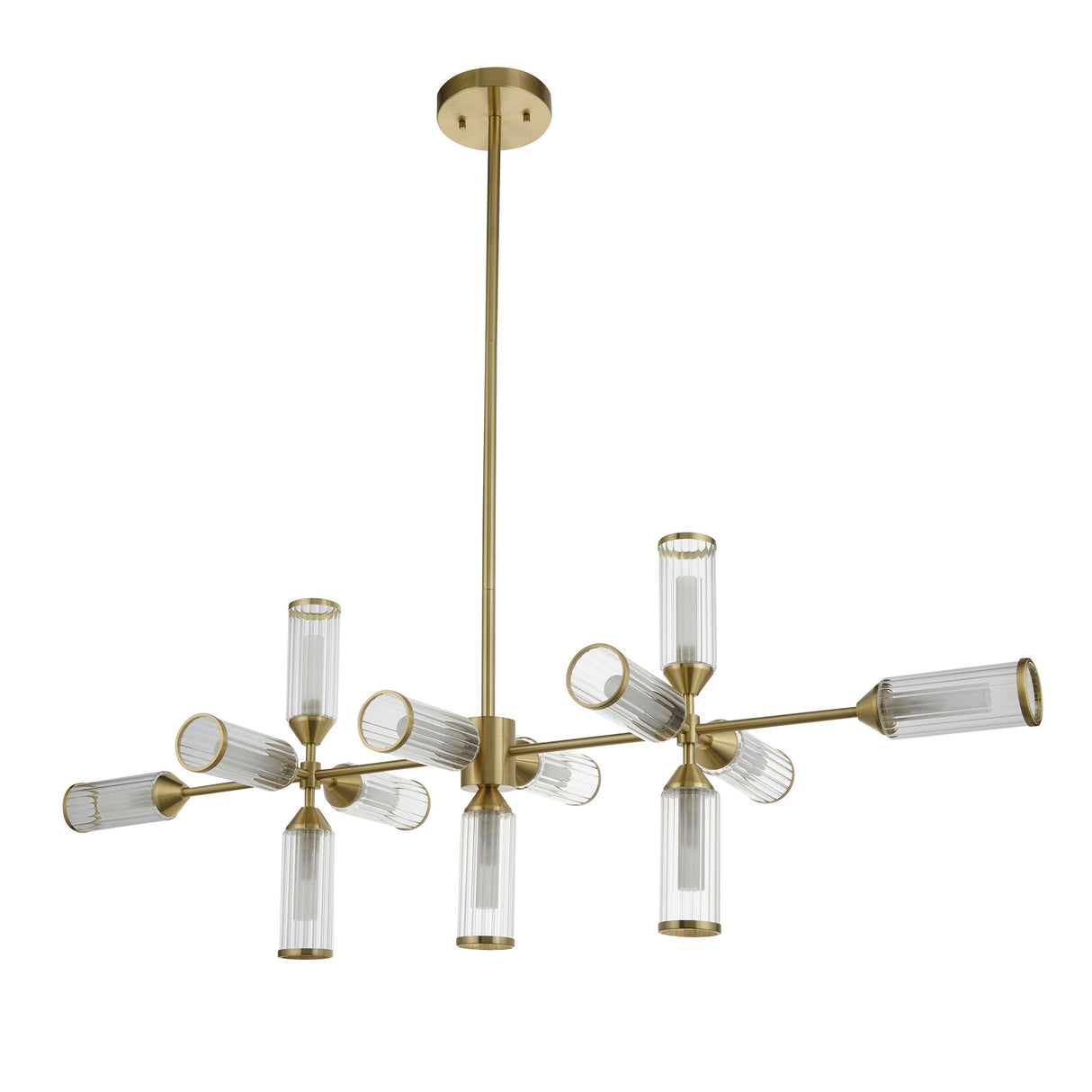 Amos Duchy 13 Light Chandelier Pendant Bar Satin Brass – from Amos Lighting + Home
