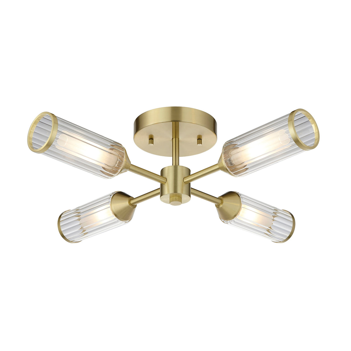 Amos Duchy 4 Light Flush Ceiling Light Satin Brass – from Amos Lighting + Home