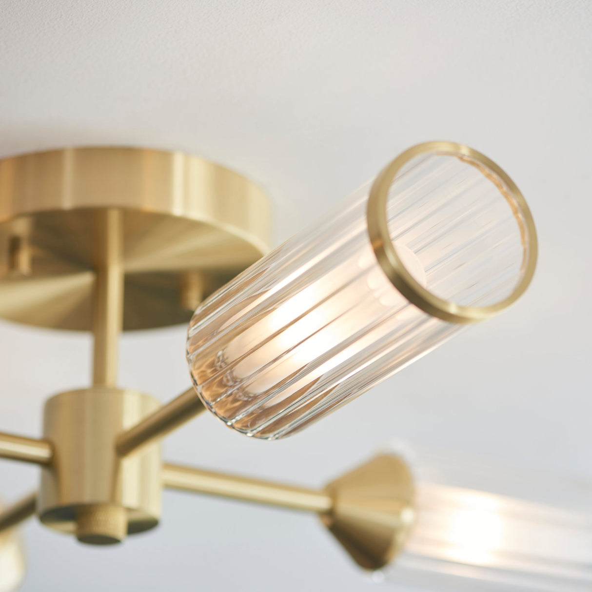 Amos Duchy 4 Light Flush Ceiling Light Satin Brass – from Amos Lighting + Home