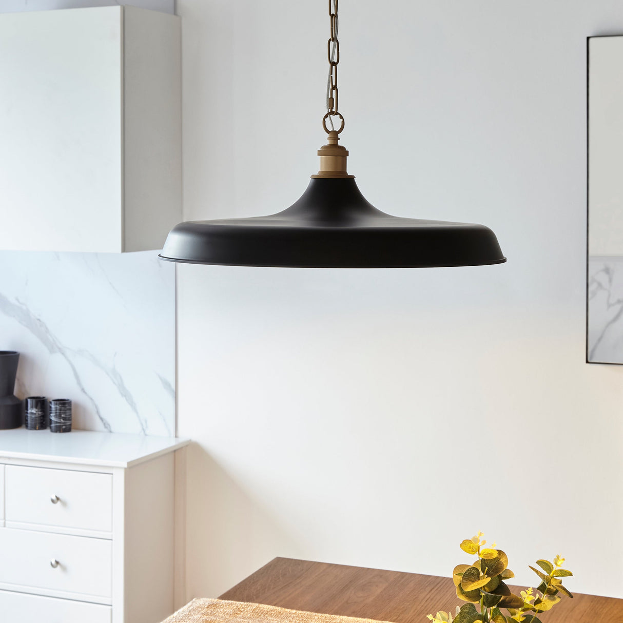 Amos Freyaj Pendant Matt Black & Satin Gold – from Amos Lighting + Home