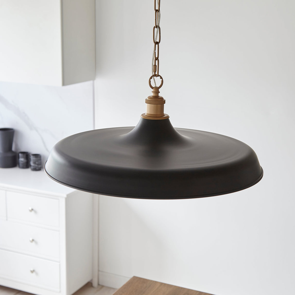 Amos Freyaj Pendant Matt Black & Satin Gold – from Amos Lighting + Home