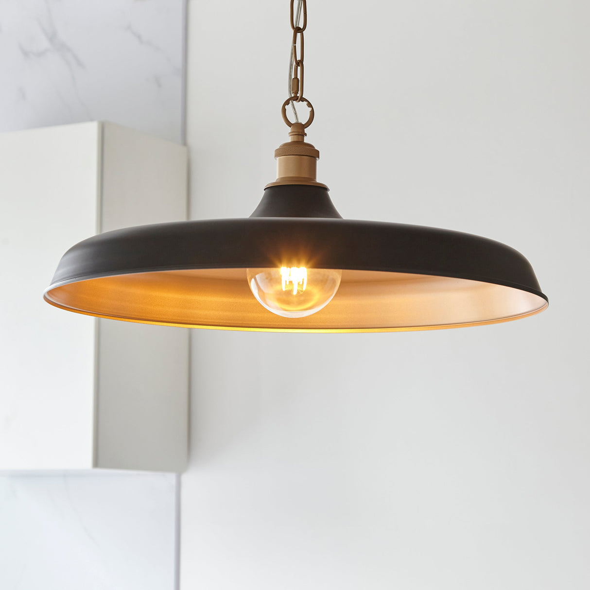 Amos Freyaj Pendant Matt Black & Satin Gold – from Amos Lighting + Home