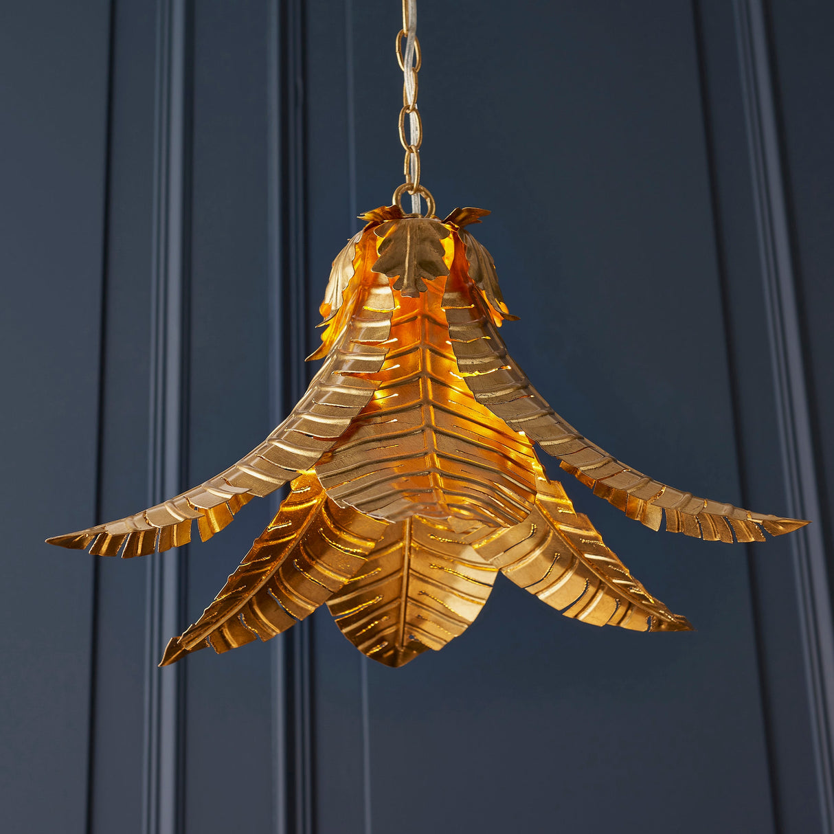 Amos Frond Pendant Distressed Gold – from Amos Lighting + Home