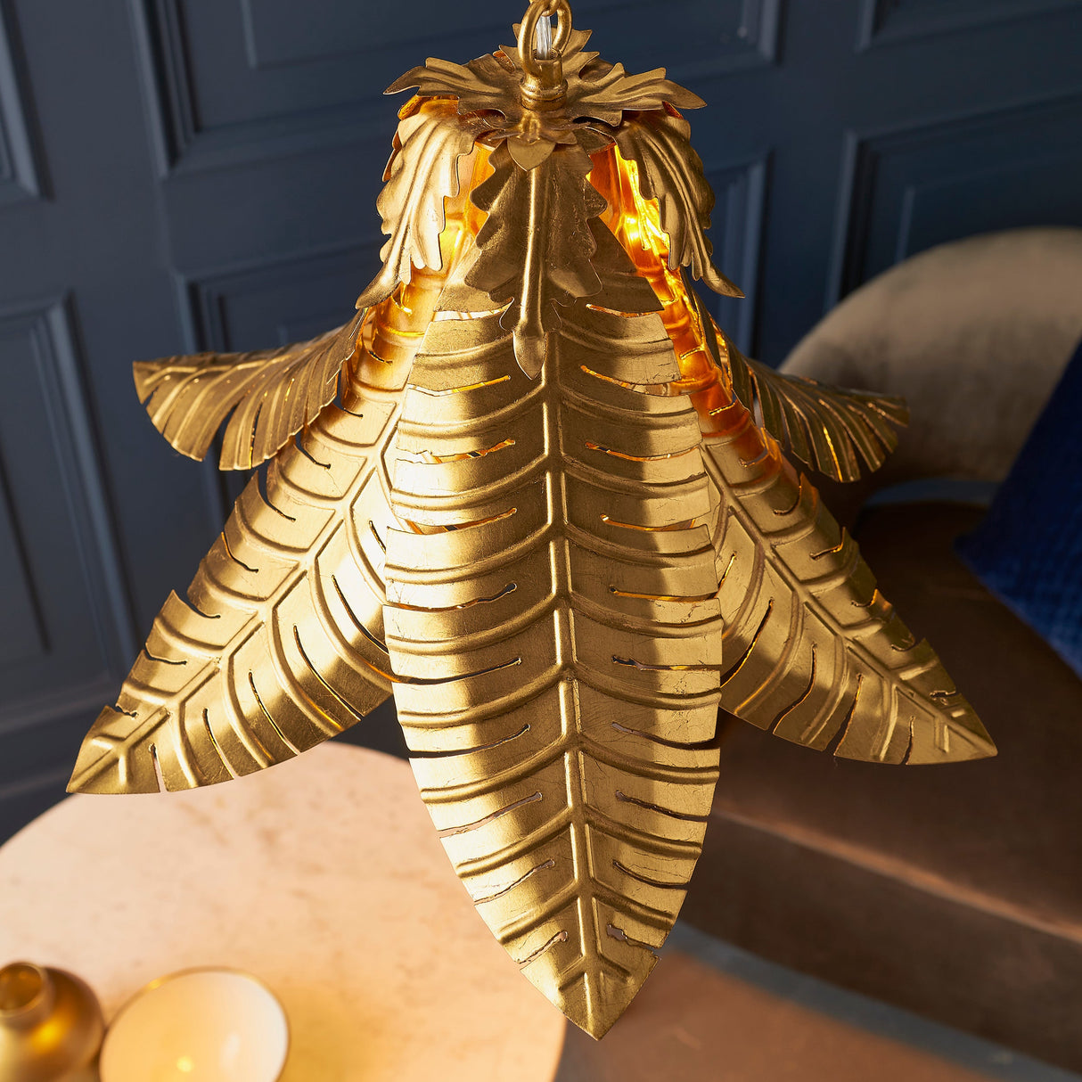 Amos Frond Pendant Distressed Gold – from Amos Lighting + Home