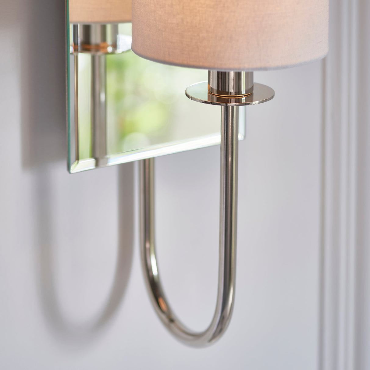 Amos Hades Wall Light Nickel with Shade – from Amos Lighting + Home