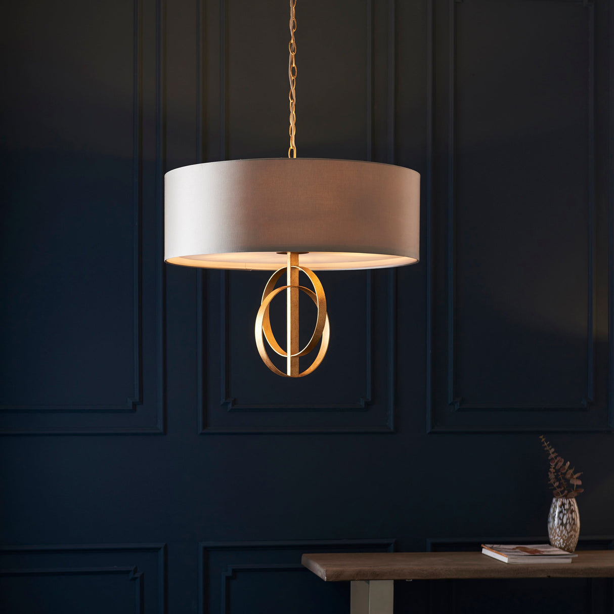 Amos Hatfield Large Pendant Antique Gold & Mink – from Amos Lighting + Home