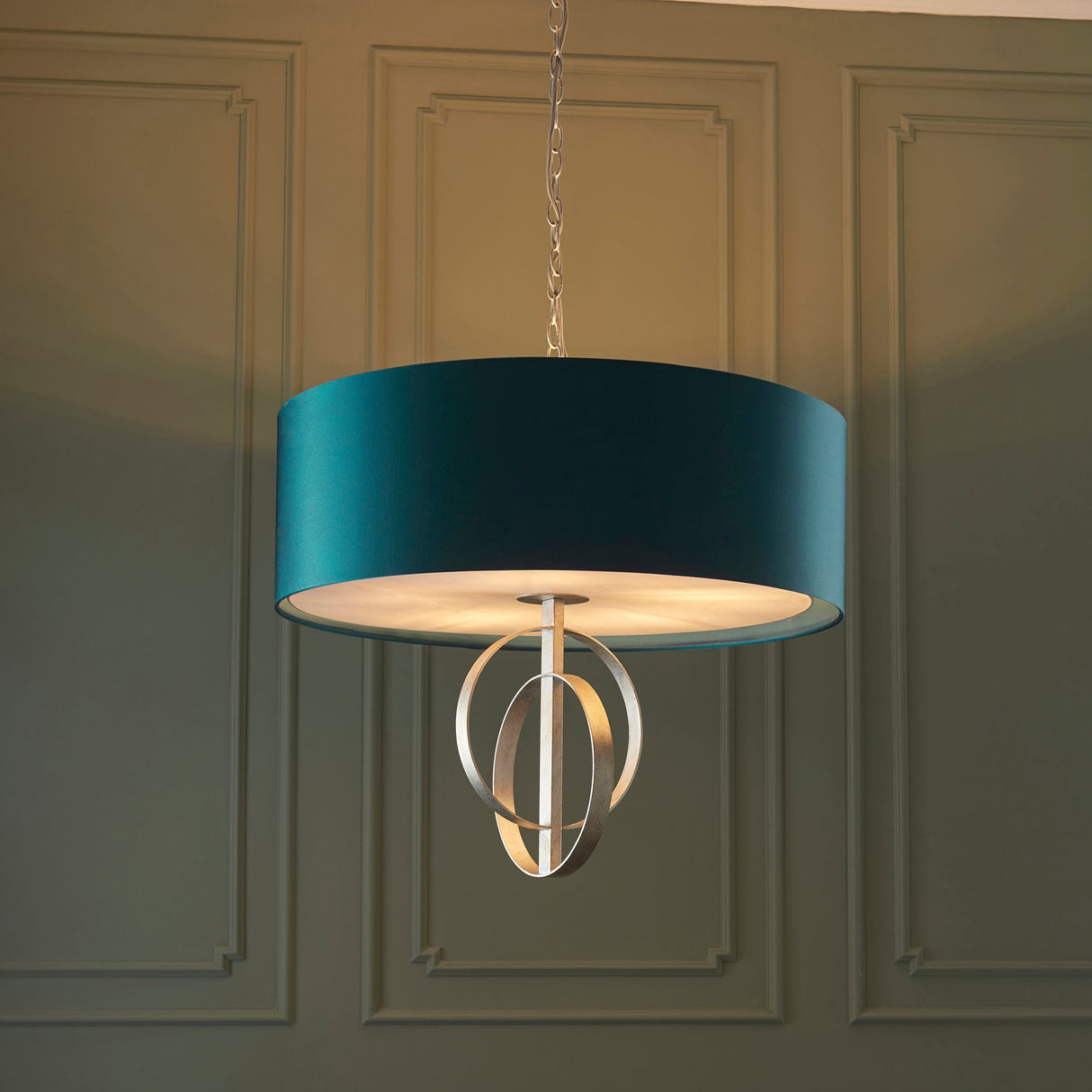 Amos Hatfield Large Pendant Antique Silver & Teal – from Amos Lighting + Home