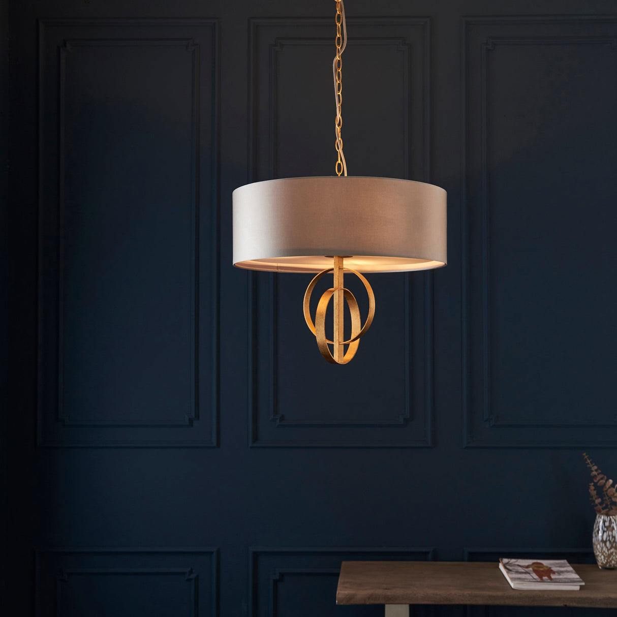 Amos Hatfield Small Pendant Antique Gold & Mink – from Amos Lighting + Home