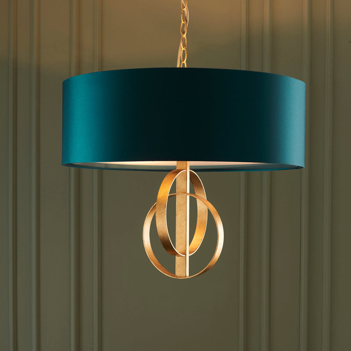 Amos Hatfield Small Pendant Antique Gold & Teal – from Amos Lighting + Home