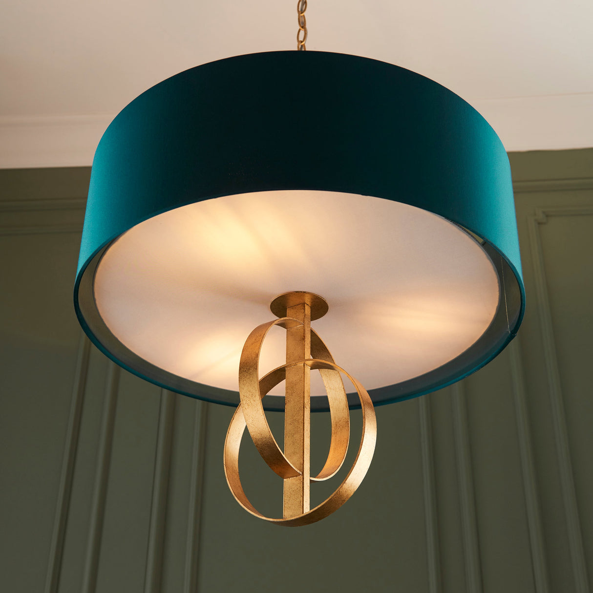 Amos Hatfield Small Pendant Antique Gold & Teal – from Amos Lighting + Home