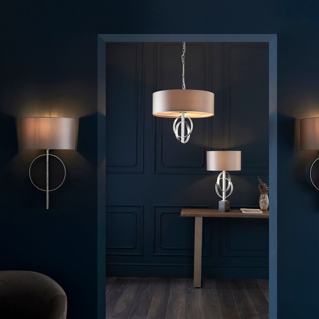 Amos Hatfield Small Pendant Antique Silver & Mink – from Amos Lighting + Home