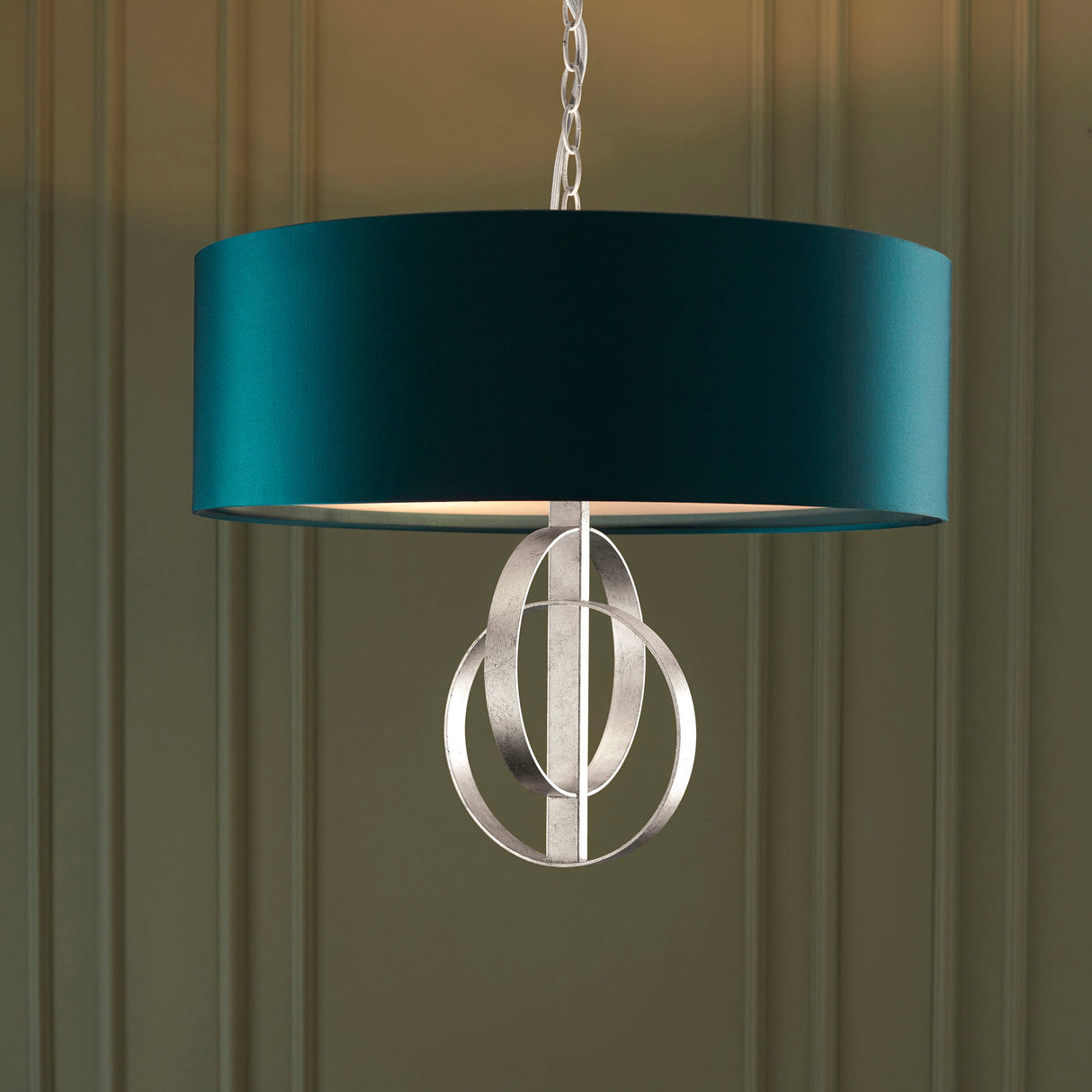 Amos Hatfield Small Pendant Antique Silver & Teal – from Amos Lighting + Home