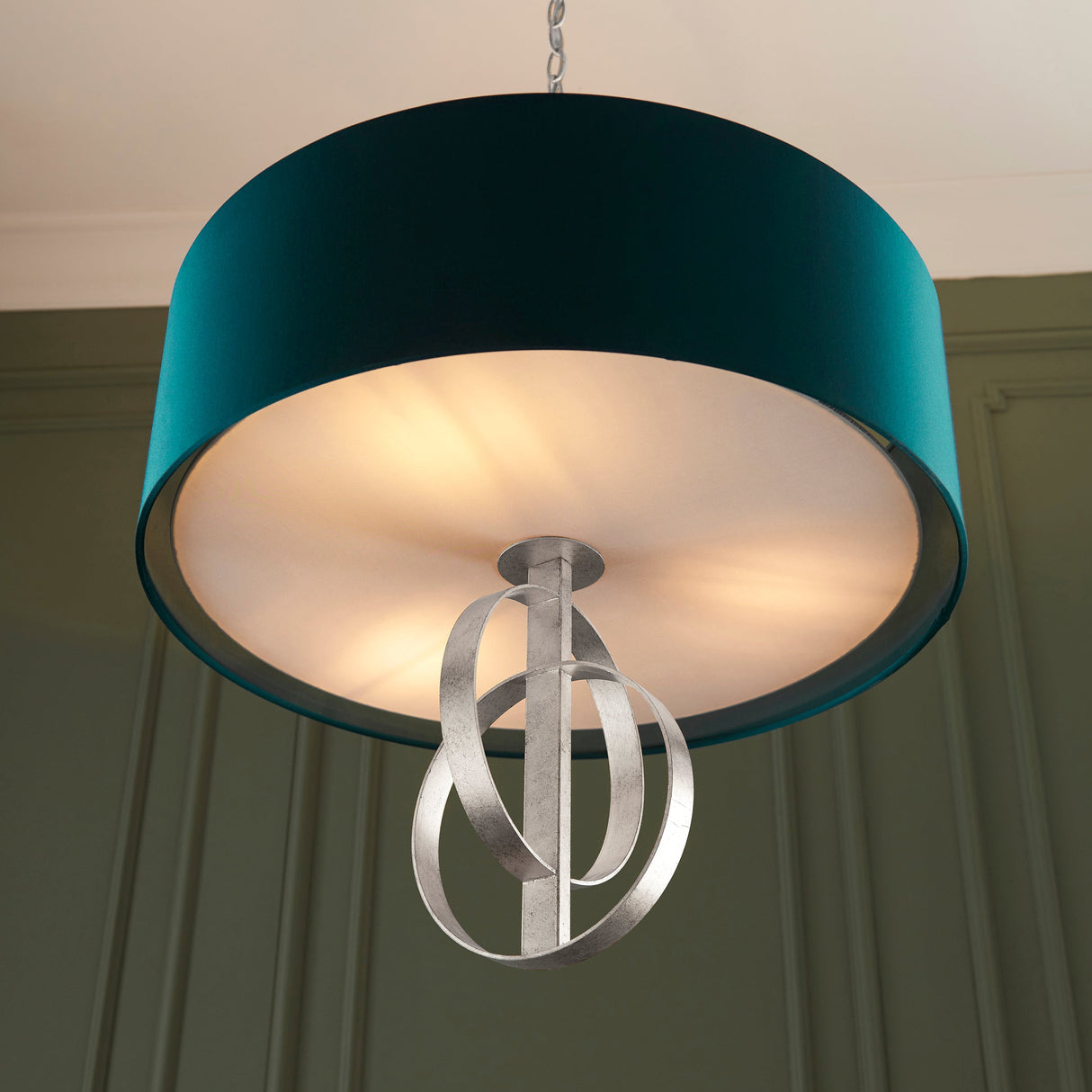 Amos Hatfield Small Pendant Antique Silver & Teal – from Amos Lighting + Home