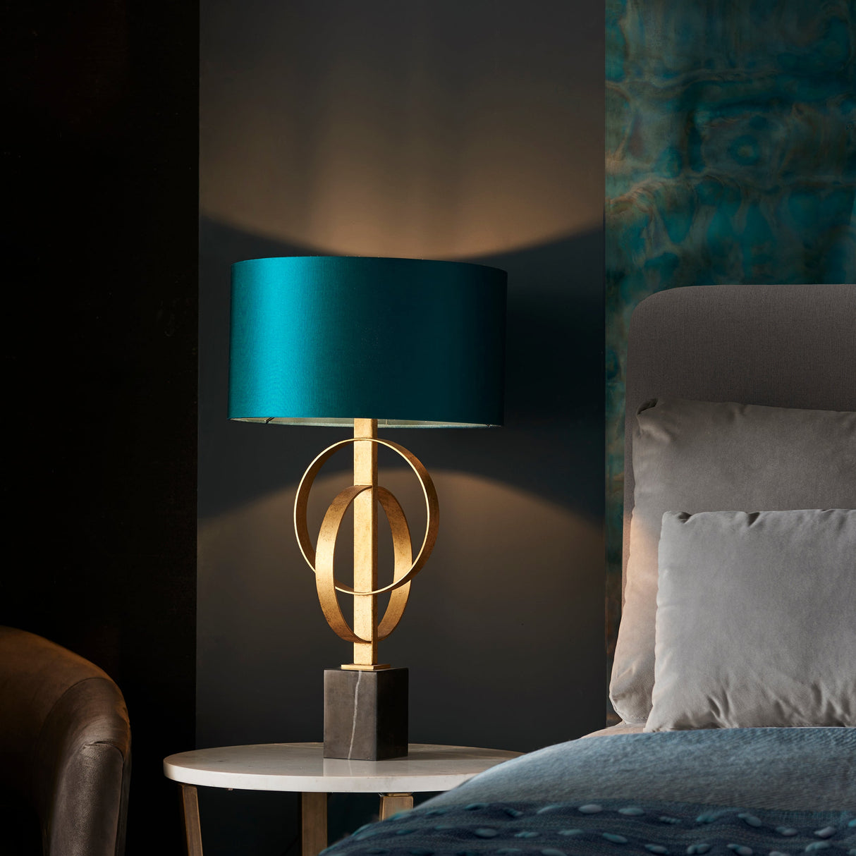 Amos Hatfield Table Lamp Antique Gold & Teal – from Amos Lighting + Home