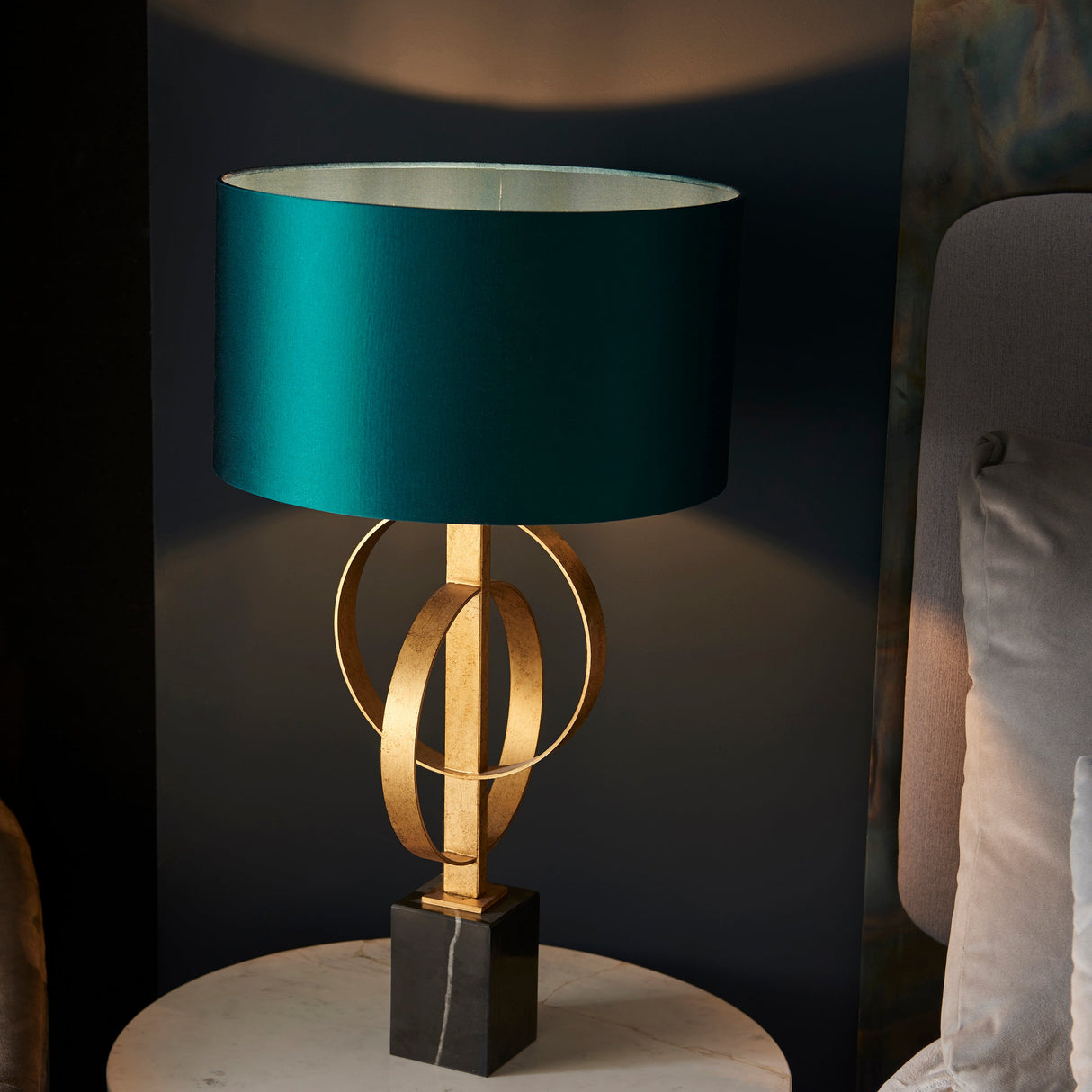 Amos Hatfield Table Lamp Antique Gold & Teal – from Amos Lighting + Home