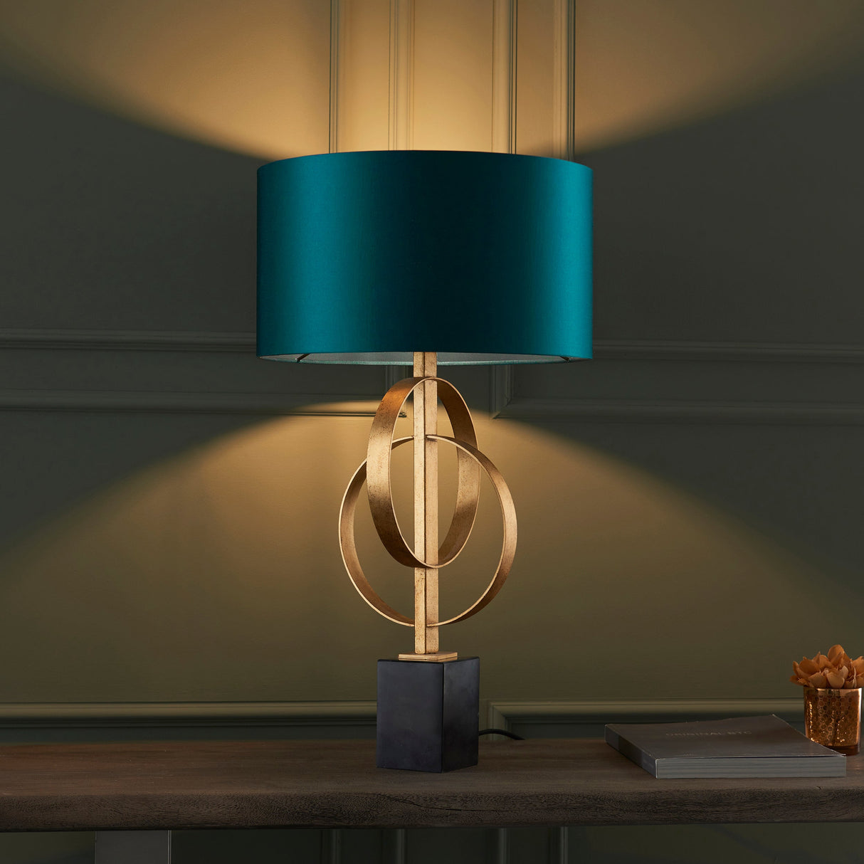 Amos Hatfield Table Lamp Antique Gold & Teal – from Amos Lighting + Home