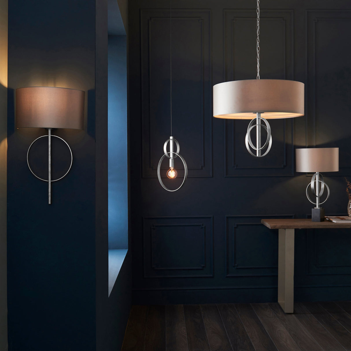 Amos Hatfield Table Lamp Antique Silver & Mink – from Amos Lighting + Home