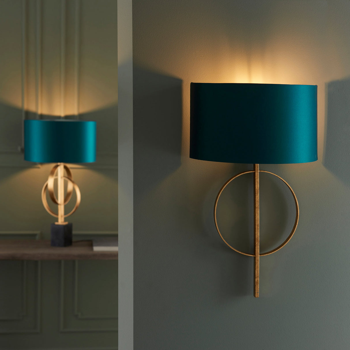 Amos Hatfield Wall Light Antique Gold & Teal – from Amos Lighting + Home