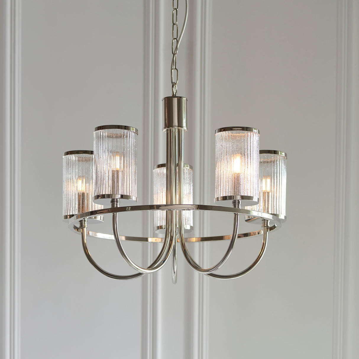Amos Hove Chandelier Polished Nickel – from Amos Lighting + Home