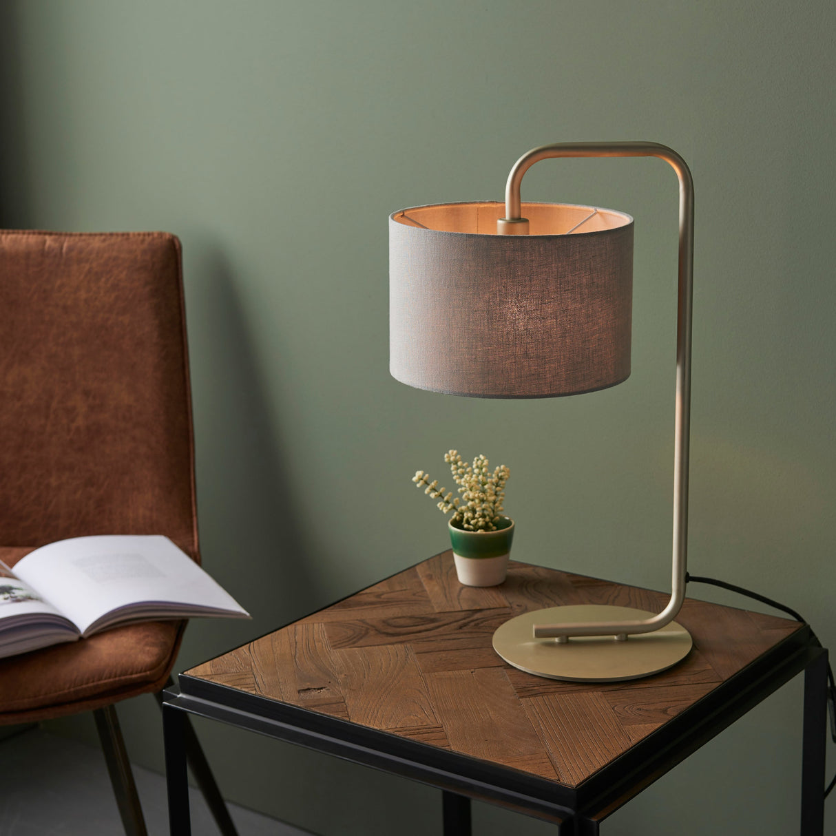 Amos Hybrid Table Lamp Satin Champagne – from Amos Lighting + Home