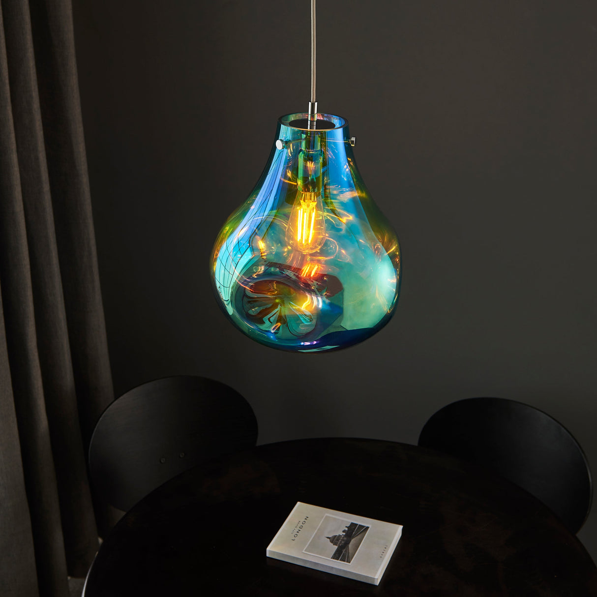 Amos Iris Pendant Petrol Large – from Amos Lighting + Home