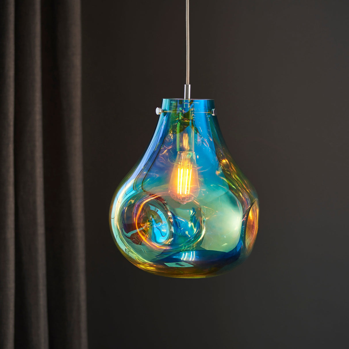 Amos Iris Pendant Petrol Large – from Amos Lighting + Home