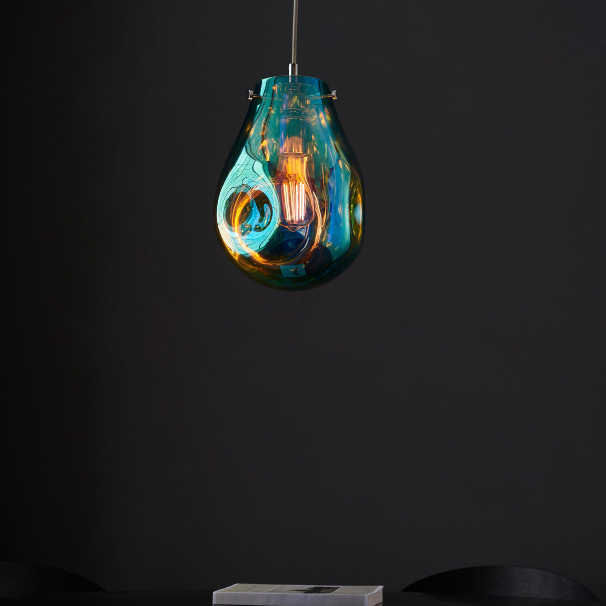 Amos Iris Pendant Petrol Small – from Amos Lighting + Home