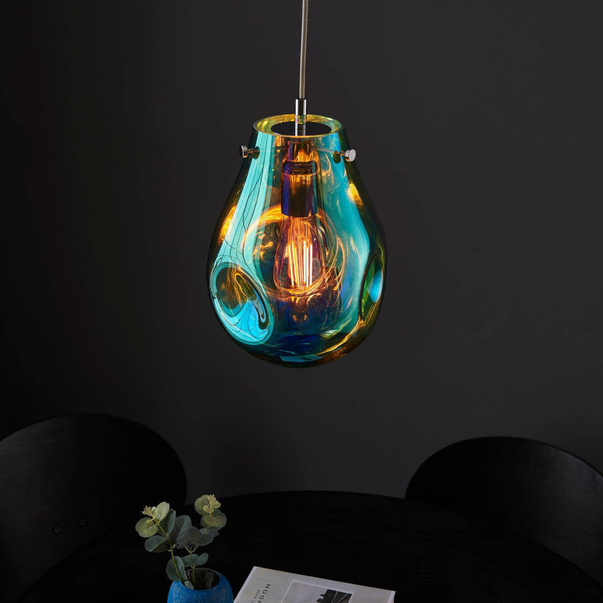 Amos Iris Pendant Petrol Small – from Amos Lighting + Home