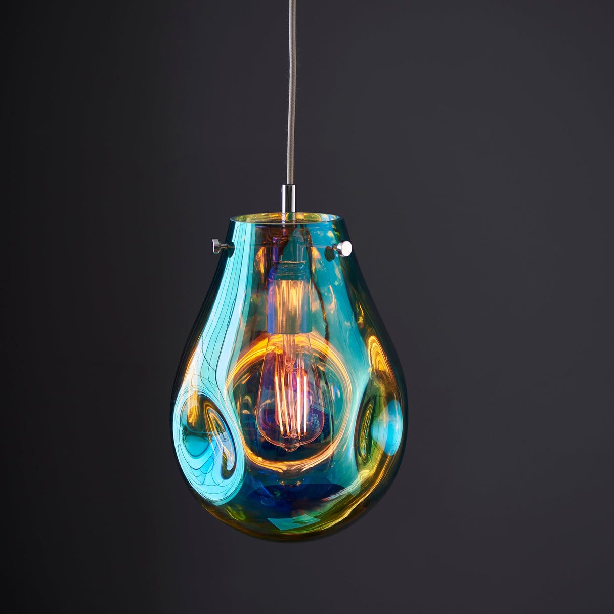 Amos Iris Pendant Petrol Small – from Amos Lighting + Home