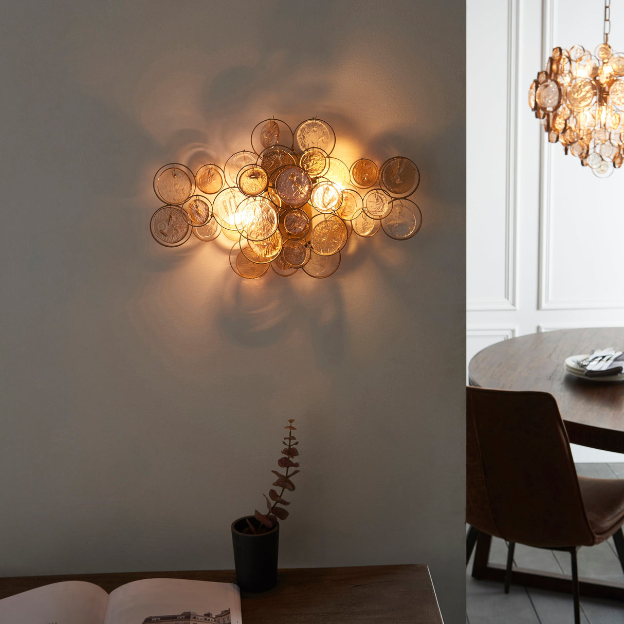 Amos Kensington Wall Light with Clear & Amber Glass – from Amos Lighting + Home