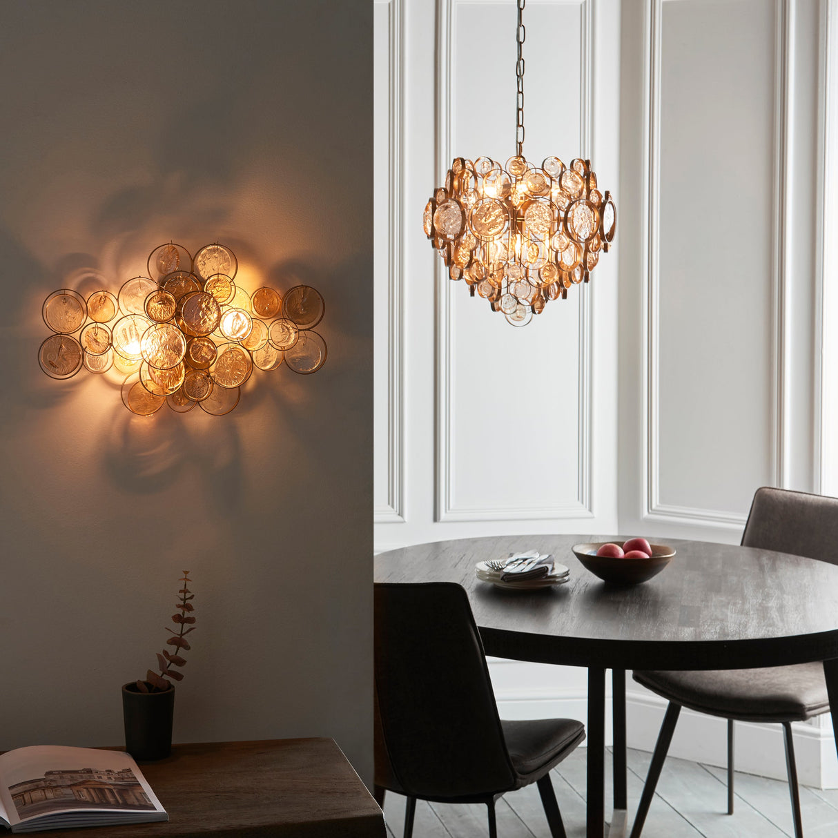 Amos Kensington Wall Light with Clear & Amber Glass – from Amos Lighting + Home